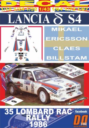 DECAL LANCIA DELTA S4 M.ERICSSON RAC 1986 DnF (01)