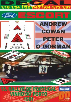 DECAL FORD ESCORT RS 1800 MKII A.COWAN R.PORTUGAL 1981 DnF (01)