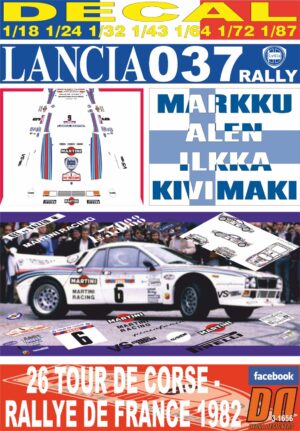DECAL LANCIA 037 RALLY M.ALEN T.DE CORSE 1982 9th (01)