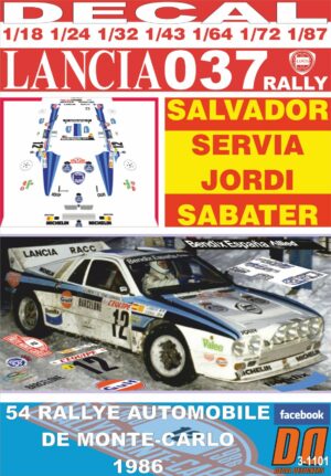 DECAL LANCIA 037 RALLY S.SERVIA R.MONTECARLO 1986 7th (01)