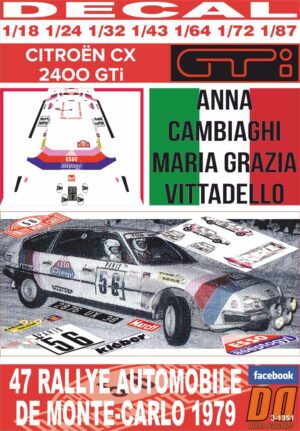 DECAL CITROEN CX 2400 A.CAMBIAGHI R.MONTECARLO 1979 56th (01)