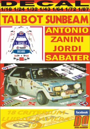 DECAL TALBOT SUNBEAM LOTUS A.ZANINI C.LUIS DE BAVIERA 1981 2nd (01)