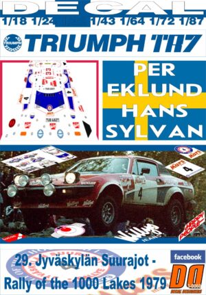 DECAL TRIUMPH TR7 P.EKLUND 1000 LAKES R. 1979 8th (01)