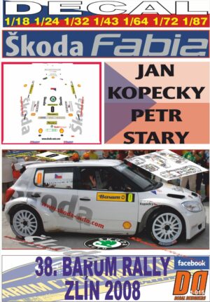 DECAL SKODA FABIA JAN KOPECKY RALLY BARUM ZLIN CAR 0 2008 (01)