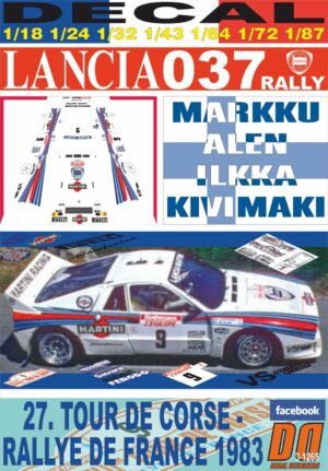 DECAL LANCIA 037 RALLY M.ALEN TOUR DE CORSE 1983 WINNER (01)