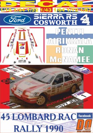 DECAL FORD SIERRA RS COSWORTH 4x4 P.AIRIKKALA RAC R. 1990 DnF (01)