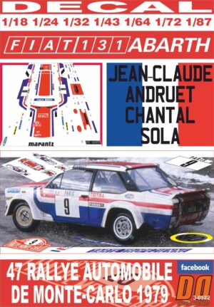 DECAL FIAT 131 ABARTH J-C.ANDRUET R.MONTECARLO 1979 4th  (01)