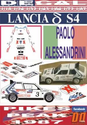 DECAL LANCIA DELTA S4 P.ALESSANDRINI PIKES PEAK 1987 12th (01)