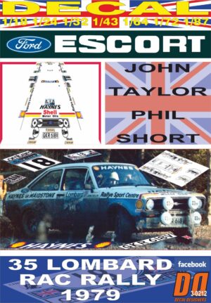 DECAL FORD ESCORT RS 1800 MK II J.TAYLOR RAC 1979 6th (01)