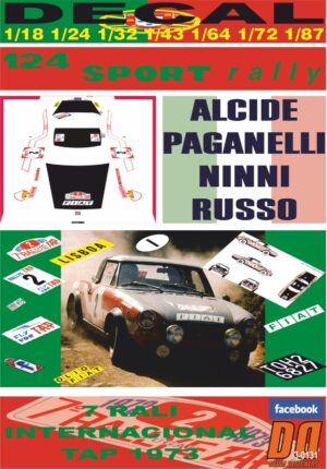 DECAL FIAT 124 ABARTH RALLYE A.PAGANELLI R.TAP 1973 DnF (01)