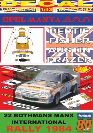 DECAL OPEL MANTA 400 "GOLD CARD" B.FISHER CIRCUIT OF IRELAND R. 1984 DnF (01)