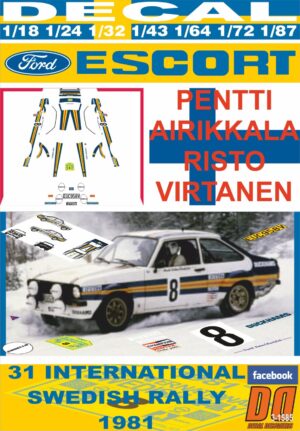 DECAL FORD ESCORT RS 1800 MKII P.AIRIKKALA SWEDISH R. 1981 3rd (01)
