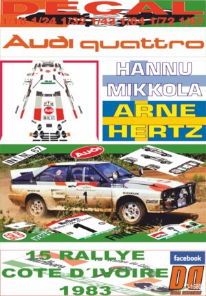 DECAL AUDI QUATTRO A2 H.MIKKOLA R. CÔTE D´IVOIRE 1983 2nd (01)