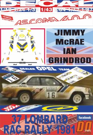 DECAL OPEL ASCONA 400 JIMMY McRAE RAC R. 1981 DnF (01)
