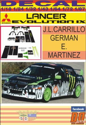 DECAL MITSUBISHI LANCER EVO IX J.J. CARRILLO GERMAN 2012 MONSTER (01)