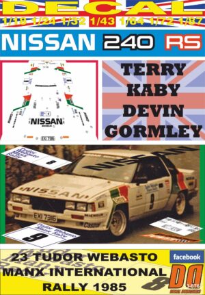 DECAL NISSAN 240 RS T.KABY MANX INTERNATIONAL R. 1985 5th (01)
