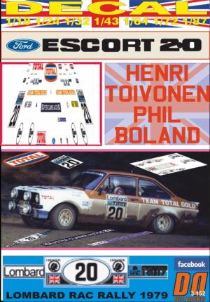 DECAL FORD ESCORT RS 1800 HENRI TOIVONEN LOMBARD RAC R. 1979 DnF (01)