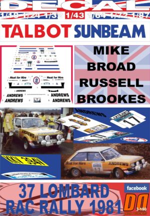 DECAL TALBOT SUNBEAM LOTUS RUSSELL BROOKES RAC RALLY 1981 DnF (01)