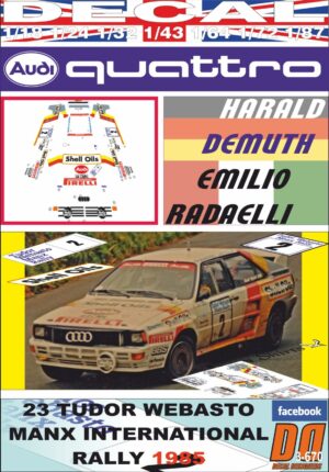DECAL AUDI QUATTRO A2 H.DEMUTH MANX INTERNATIONAL R. 1985 4th