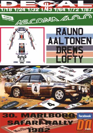 DECAL OPEL ASCONA 400 R.AALTONEN SAFARI R. 1982 DnF (01)