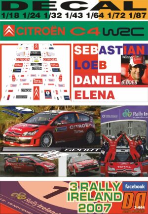 DECAL CITROEN C4 WRC S.LOEB R. IRELAND 2007 WINNER (01)