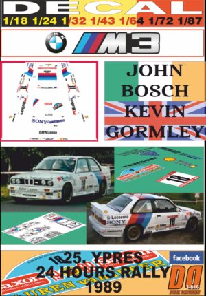 DECAL BMW M3 J.BOSCH YPRES 24 HOURS R. 1989 8th (01)