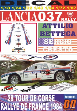 DECAL LANCIA 037 RALLY A.BETTEGA TOUR DE CORSE 1984 7th (01)