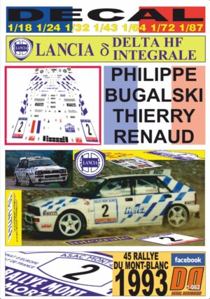 DECAL LANCIA DELTA HF INTEGRALE P. BUGALSKI R. MONT-BLANC 1993 WINNER (01)