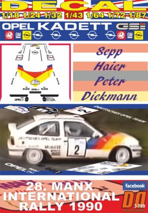 DECAL OPEL KADETT GSI 16V S.HAIDER MANX INTERNATIONAL R. 1990 6th  (01)