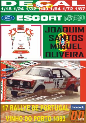DECAL FORD ESCORT RS 1800 MKII J.SANTOS R. DE PORTUGAL 1983 9th (01)