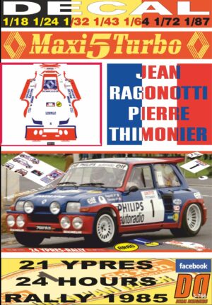 DECAL RENAULT MAXI 5 TURBO J.RAGNOTTI YPRES 24 R. 1985 WINNER (01)