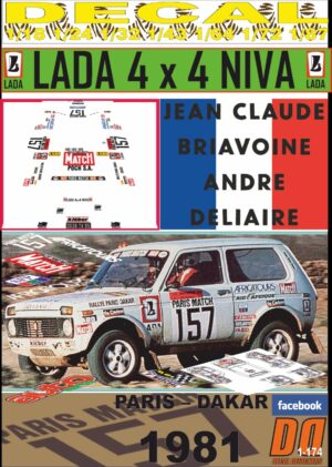 DECAL LADA NIVA JEAN-CLAUDE BRIAVOINE PARIS DAKAR 1981 (01)