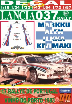 DECAL LANCIA 037 RALLY M.ALEN R. DE PORTUGAL 1983 4th (01)