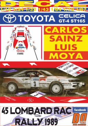 DECAL TOYOTA CELICA GT4 CARLOS SAINZ RAC RALLY 1989 2nd (01)