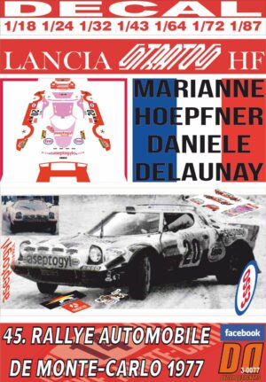 DECAL LANCIA STRATOS HF M.HOEPFNER R.MONTECARLO 1977 DnF (01)