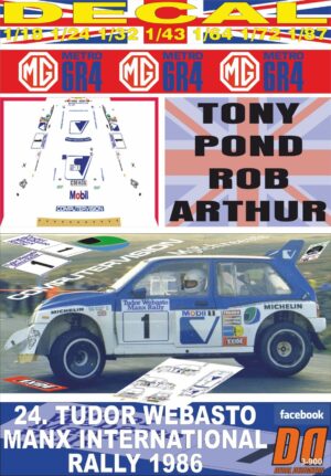 DECAL MG METRO 6R4 TONY POND MANX INTER. R. 1986 WINNER (01)