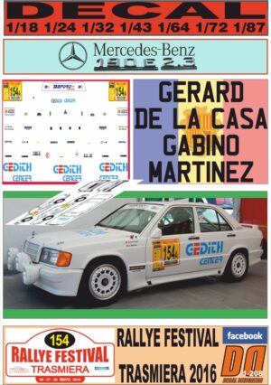 DECAL MERCEDES BENZ 190E 2,2 16 V G.DE LA CASA TRASMIERA 2016 (01)