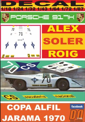 DECAL PORSCHE 917K A.SOLER ROIG COPA ALFIL JARAMA 1970