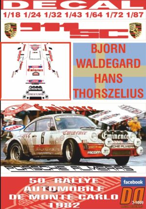 DECAL PORSCHE 911 SC B.WALDEGARD R. MONTECARLO 1982 DnF