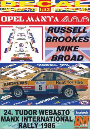 DECAL OPEL MANTA 400 R.BROOKES MANX INTER. R. 1986 5th (01)