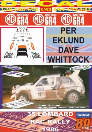 DECAL MG METRO 6R4 PER EKLUND RAC R. 1986 7th (01)