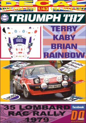DECAL TRIUMPH  TR7 V8 TERRY KABY RAC R. 1979 DnF (01)
