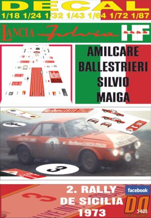 DECAL LANCIA FULVIA HF A.BALLESTRIERI R. DI SICILIA 1973 2nd (01)