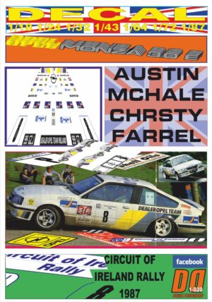 DECAL OPEL MONZA GSE AUSTIN MCHALE CIRCUIT OF IRELAND RALLY 1987 5th (01)