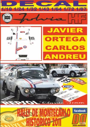 DECAL LANCIA FULVIA HF JAVIER ORTEGA RALLY MONTECARLO HISTORICO 2011 (01)