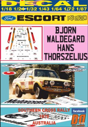DECAL FORD ESCORT RS 2000 B.WALDEGARD SOUTHERN CROSS R. AUSTRALIA 1979 (01)