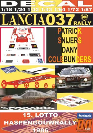 DECAL LANCIA 037 RALLY P. SNIJERS HASPENGOUWRALLY 1986 DnF