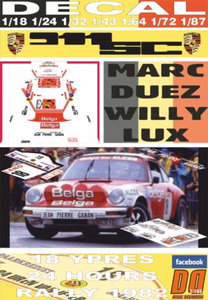 DECAL PORSCHE 911 SC "BASTOS" MARC DUEZ YPRES R. 1982 WINNER