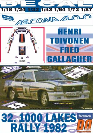 DECAL OPEL ASCONA 400 H.TOIVONEN R. 1000 LAKES 1982 DnF (01)