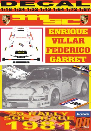 DECAL PORSCHE 911 SC ENRIQUE VILLAR R.SOL RACE 1981 5th (01)
